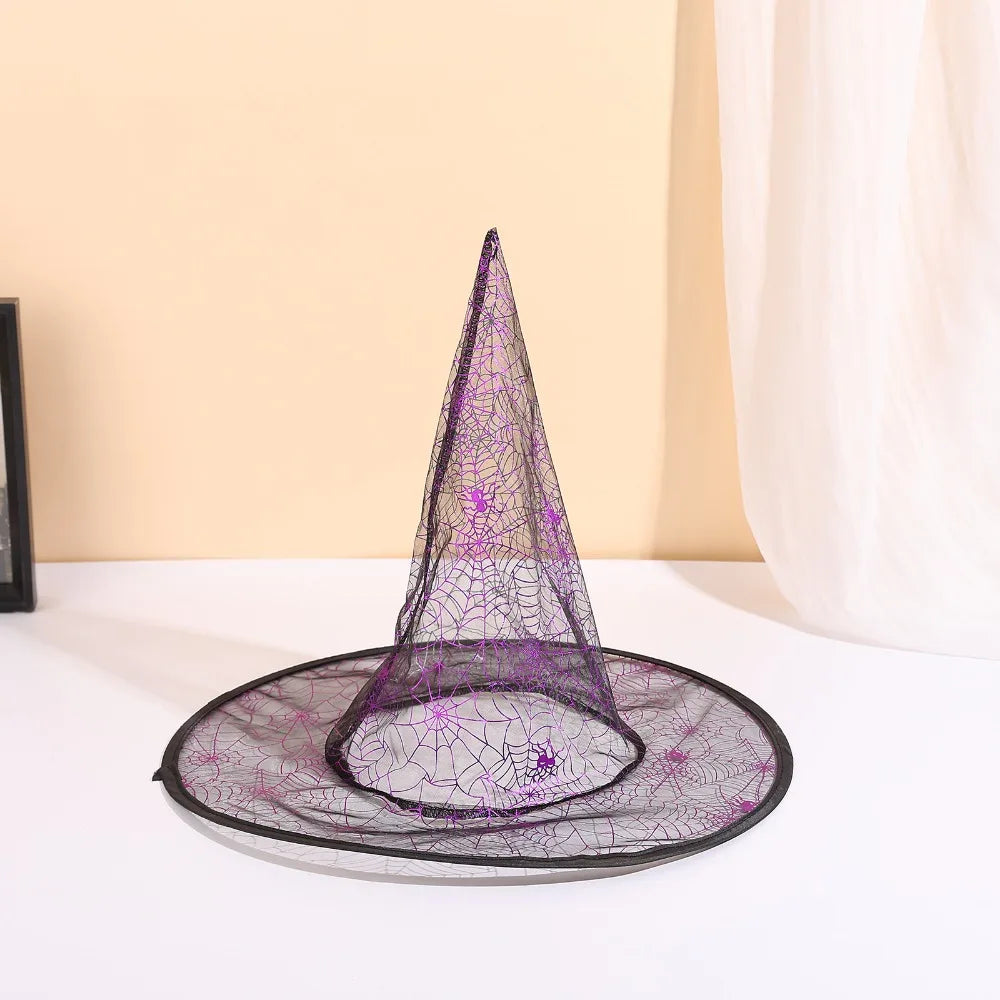 Decorations Props Pointed Hat Halloween Witch Hat Sequin Decorative Cosplay Hat Breathable Spider Witch Hat Cosplay Event