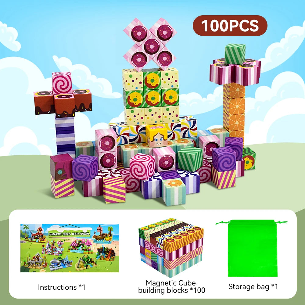 Magnetic Blocks-Magnetic Building Blocks,STEM Educational Magnet Toy Magnet Cubes Toys Stacking Learning Toys for Boys Girls