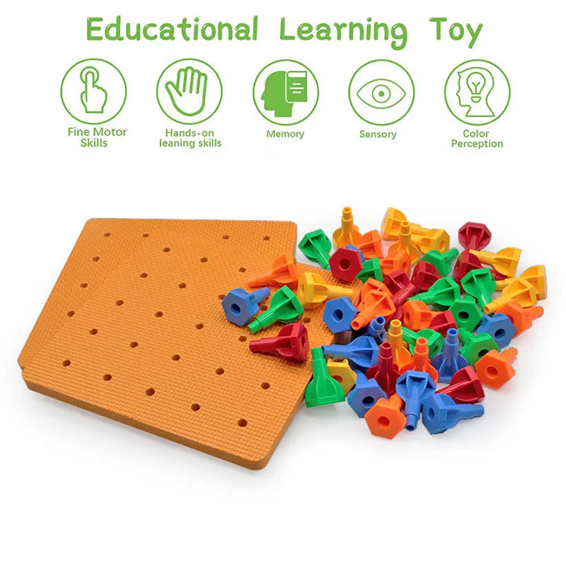 Juguetes Montessori para niños: Bloques apilables, juego de mesa de construcción de bloques de partículas grandes para educación temprana