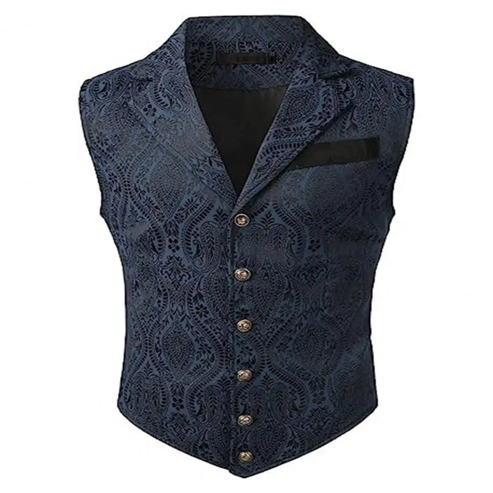 Men Suit Vest V neck Printed Pattern Groom Wedding Waistcoat Sleek Men Suit Vest Formal Dress Jacket Waistcoat Workwear