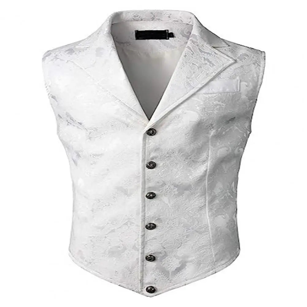 Men Suit Vest V neck Printed Pattern Groom Wedding Waistcoat Sleek Men Suit Vest Formal Dress Jacket Waistcoat Workwear