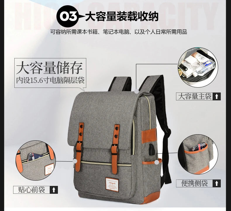 Backpack, Casual Large-Capacity Laptop Bag, Student School Bag, Multi-Functional Bag, Outdoor Travel Backpack, Unisex Bag