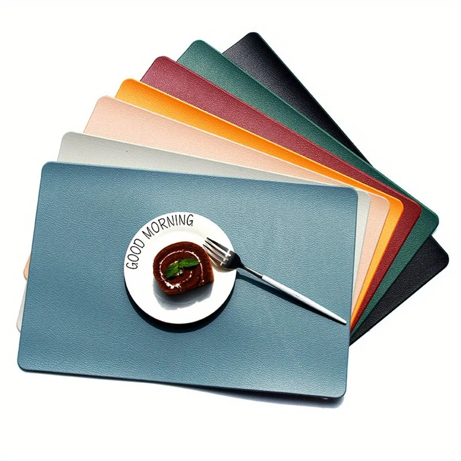 Manteles individuales de piel sintética de 45x30cm, negro/blanco, antideslizantes, resistentes al calor para uso doméstico, en el comedor o en hoteles. Posavasos duraderos JXB