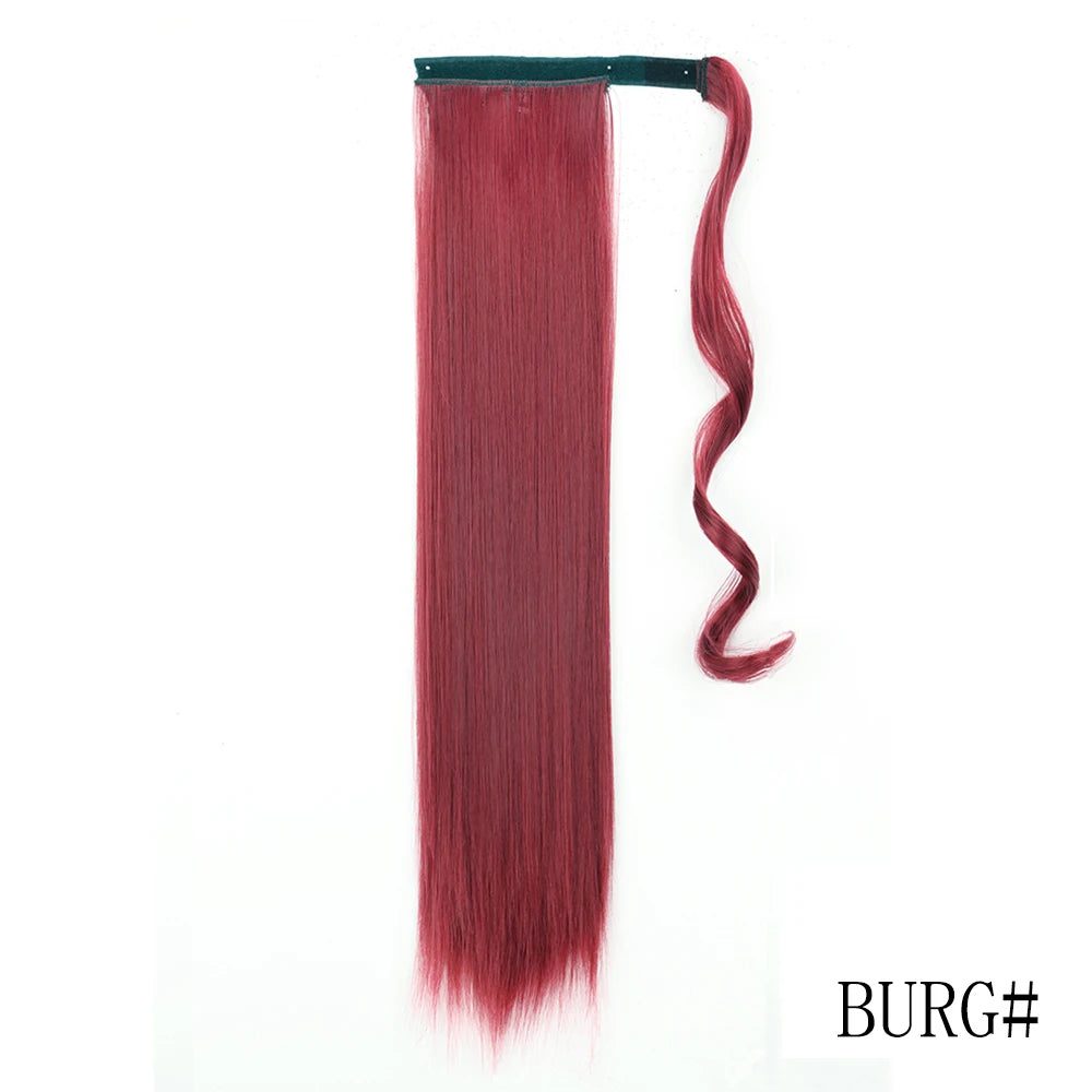 LISI GIRL Synthétique 22/34 Pouces Queue de Cheval enroulée Extensions de Cheveux Bouclés Afro Longs Postiches Queue de Cheval Faux Cheveux Résistant à la Chaleur