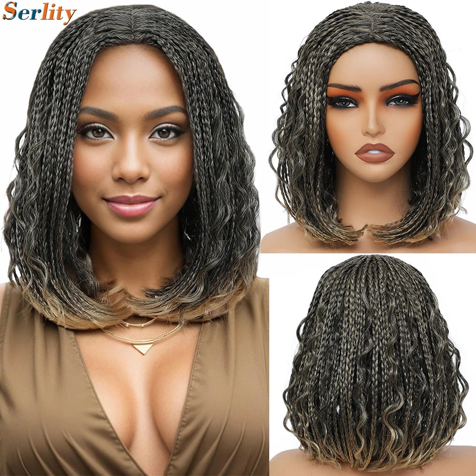 Pelucas de trenzas de caja estilo Bob para mujeres negras, de 12 pulgadas, pelucas de pelo sintético trenzado a ganchillo en oferta, liquidación, peluca corta negra
