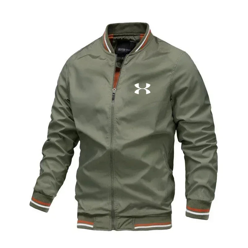 Spring new high-end fashion men's thin casual coat, outdoor sports, bicycle travel, baseball pilot, windproof round neck jacket