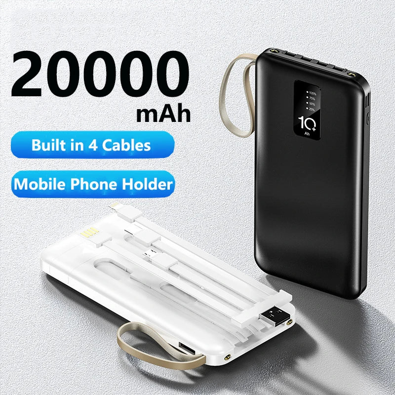Batterie externe 20 000 mAh avec câble intégré, chargeur portable, batterie externe pour téléphone portable, charge rapide, pour iPhone 14, Xiaomi Mi
