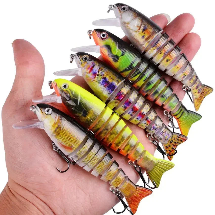 1pcs/Winter fishing gear Bionic Multi-section Swim hard bait  Artificial Wobbler Trolling pike carp crank lure