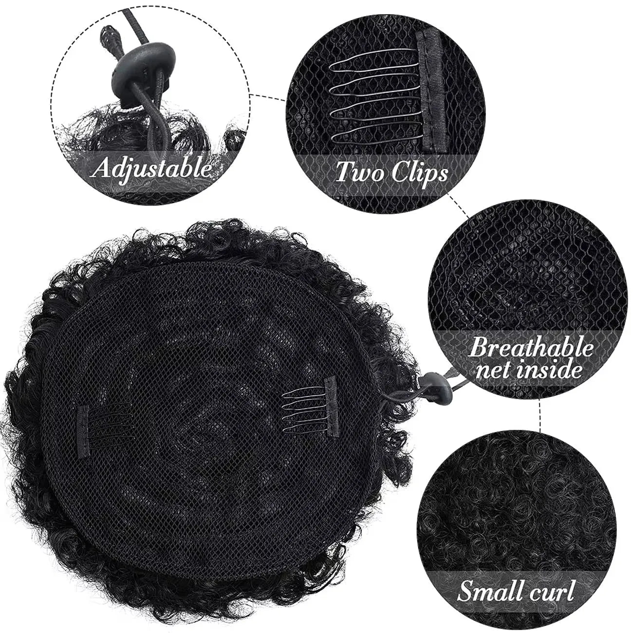 Large Afro Puff Drawstring Ponytail Short Kinky Curly Hair Bun Extension Synthetic Hairpieces Updo Hair Extensions with Clips