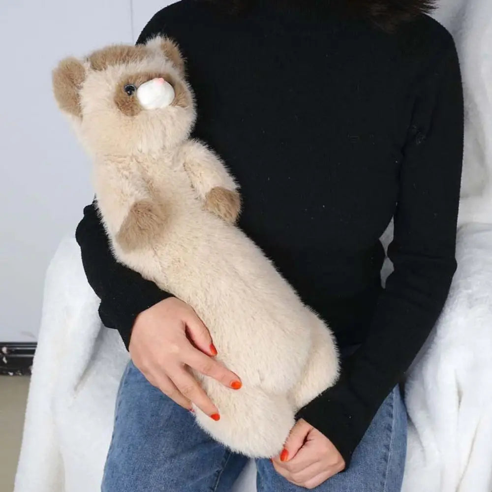 Stuffed Animal Ferrets Plush Toys Sofa Cushion Simulation Stuffed Ferret Kawaii Long Cute Brown Mink Plush Birthday Holiday