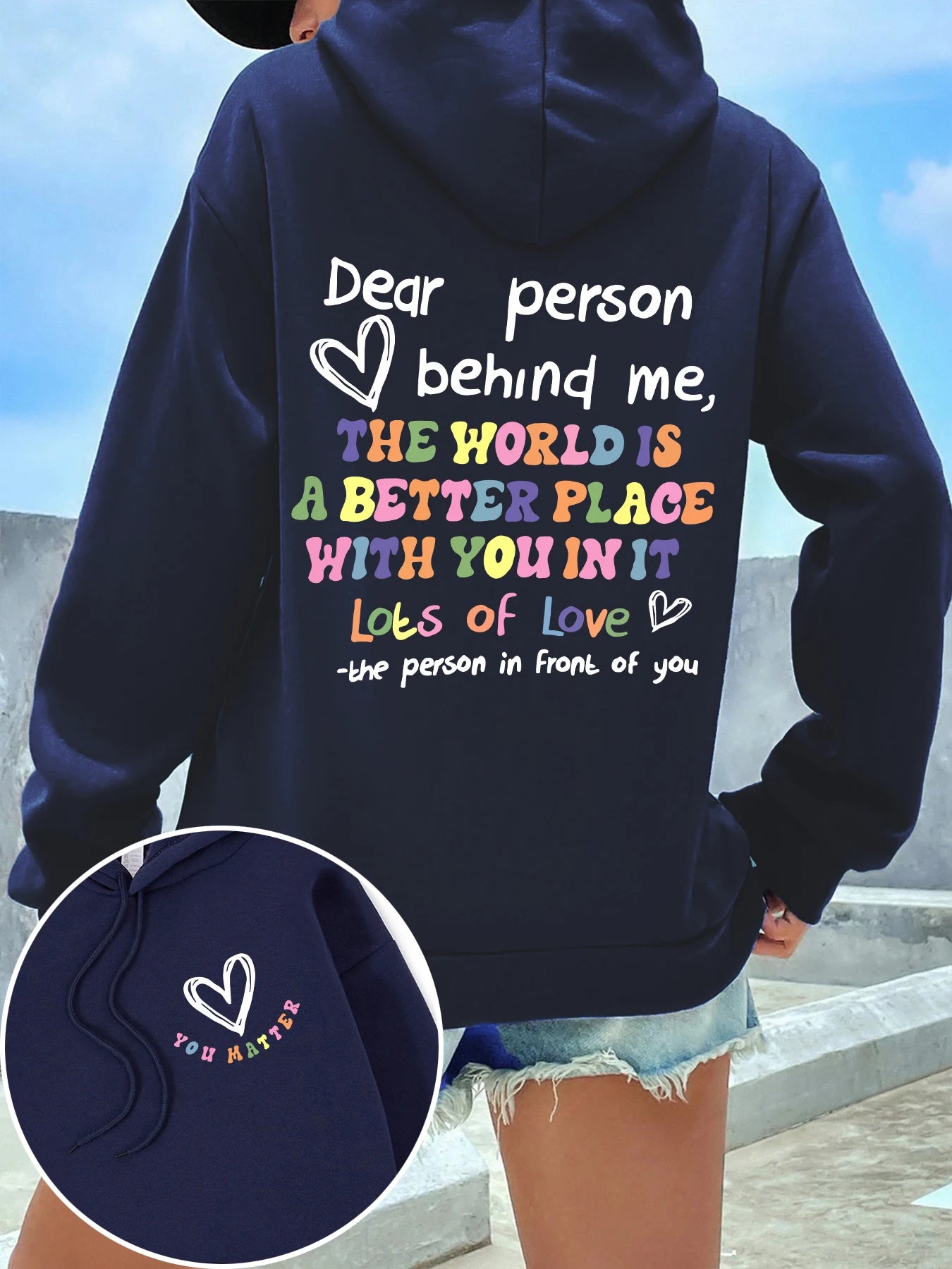 Dear Person Behind Me Hoodie Women Colored Letters Warm Fleece Woman Hoody Fur-liner Spring Autumn Hoodies Y2K Casual Tops