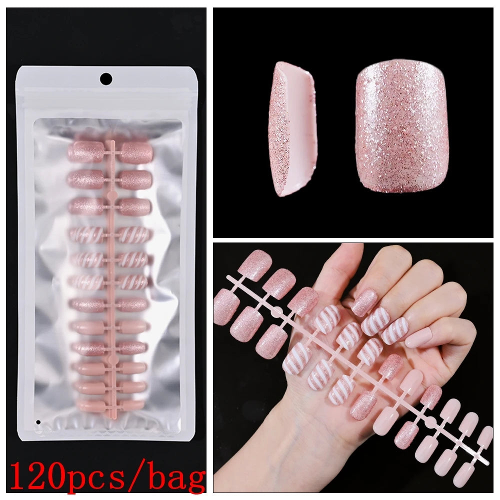 120pcs Black Edge Super Long French False Nail Removable Ballerina Coffin Almond Fake Nail Artificial Acrylic Press On Nail Tips