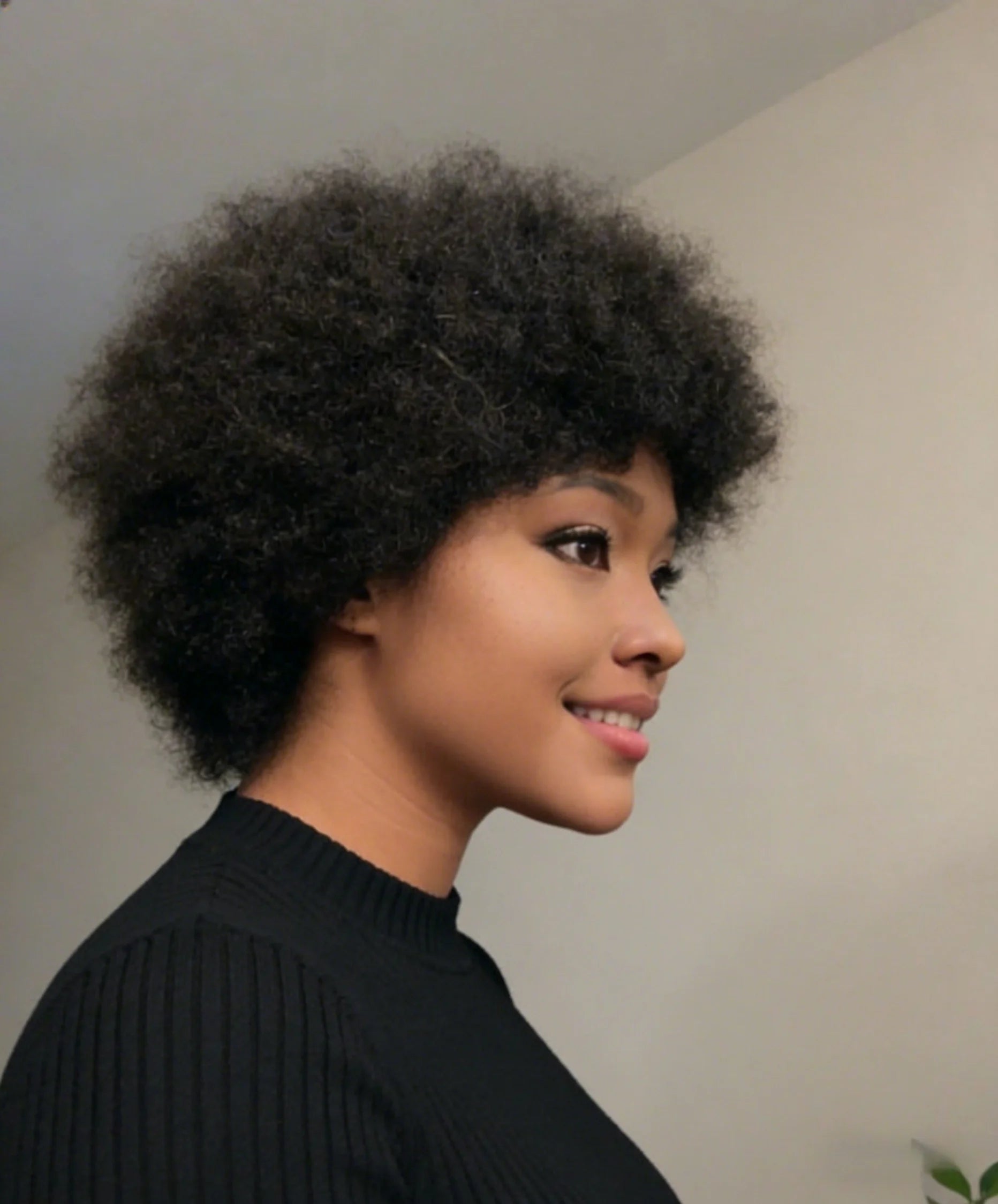 Peluca de Pelo Humano con Corte Pixie Corto, 150% de Densidad, Afro Kinky Rizado, Hecha a Máquina, Esponjosa, Negra Natural, Para Mujeres