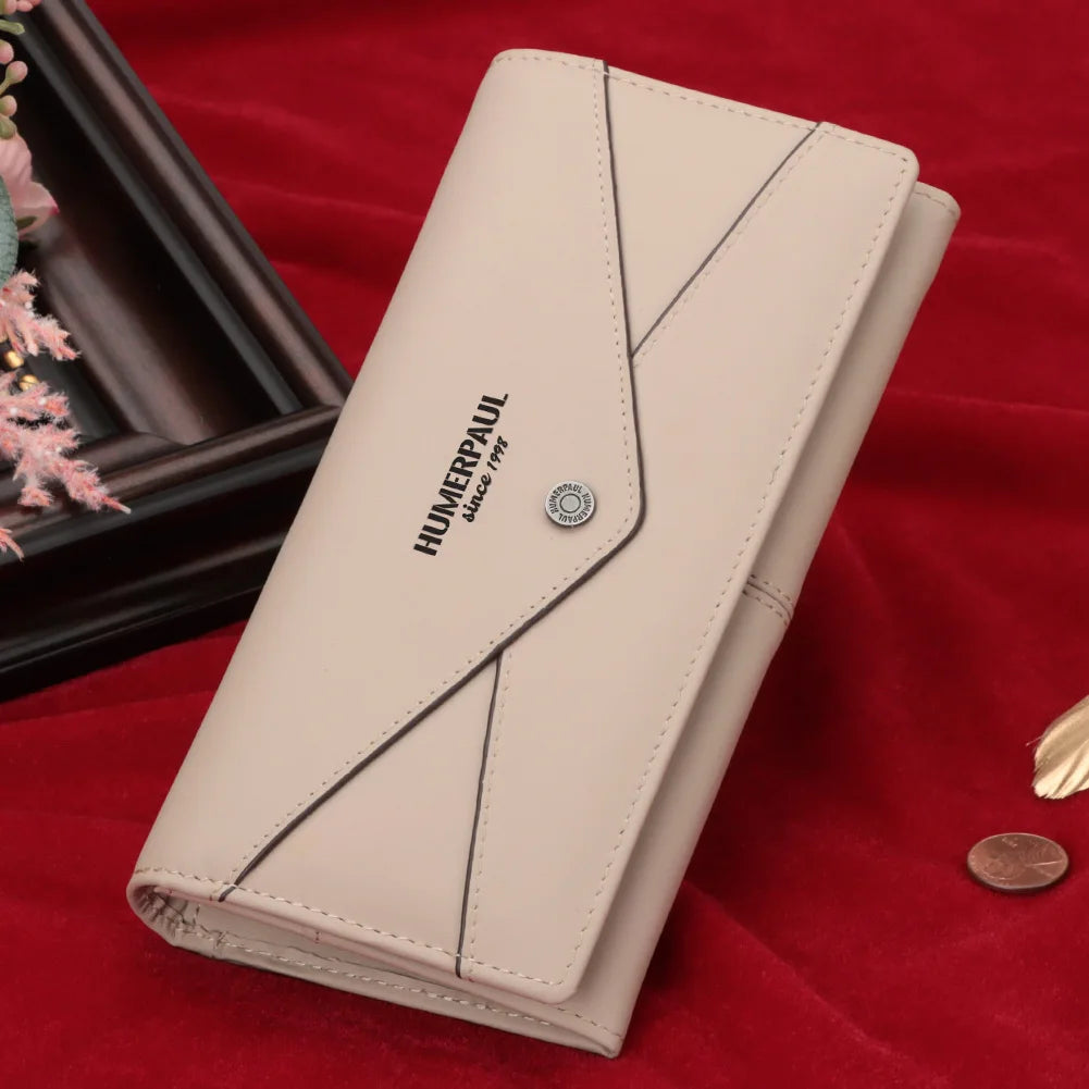 Genuine Leather Women's Wallet Luxury Clutch with RFID Multi Card Slots and Phone Pocket Large Capacity Female Money Handbag