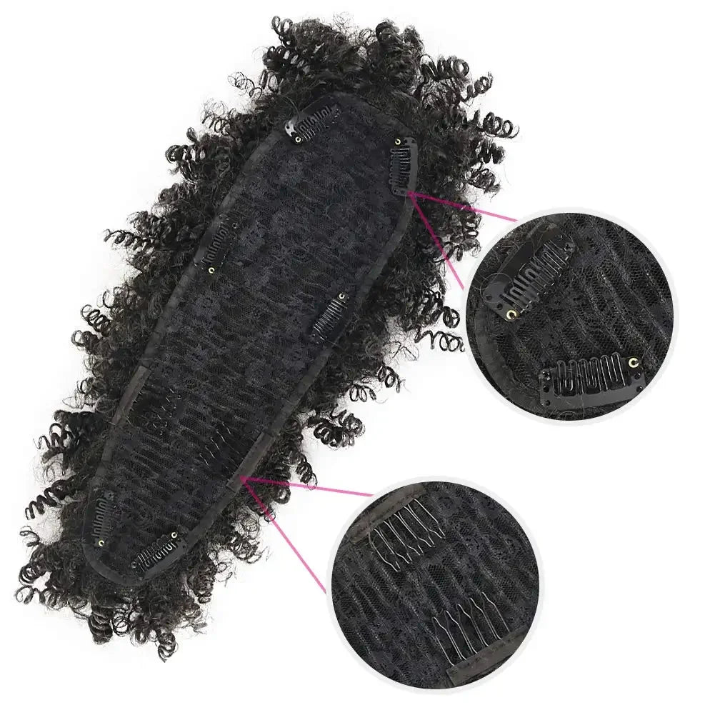 Queue de cheval synthétique Tereshar Afro High Puff avec frange courte queue de cheval bouclée crépue Chignon queue de cheval Mohawk avec frange pour les femmes noires
