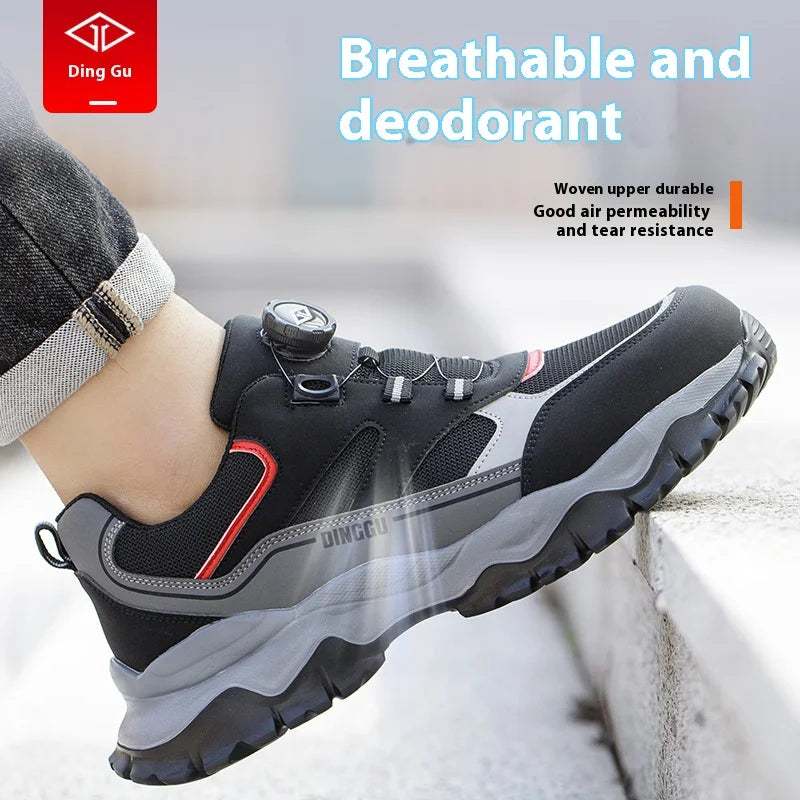 Warehouse Work Shoes for Men Shock Absorbing Anti-Smash Design,Light Sneaker Safety Shoes With Steel Toe Cap Anti-Piercing,