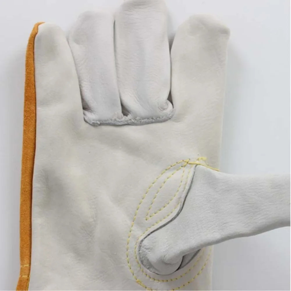 1 Pair Security Protection Welding Gloves Soft Leather Labor Protection Leather Work Gloves Durable Safety Welder Gloves