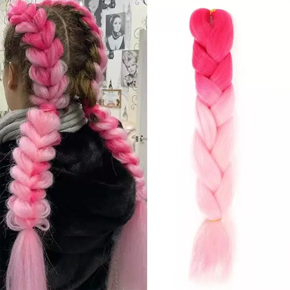 24Inch Jumbo Braids Extensions Synthetic Braiding Hair Afro Ombre Color wig for women braid