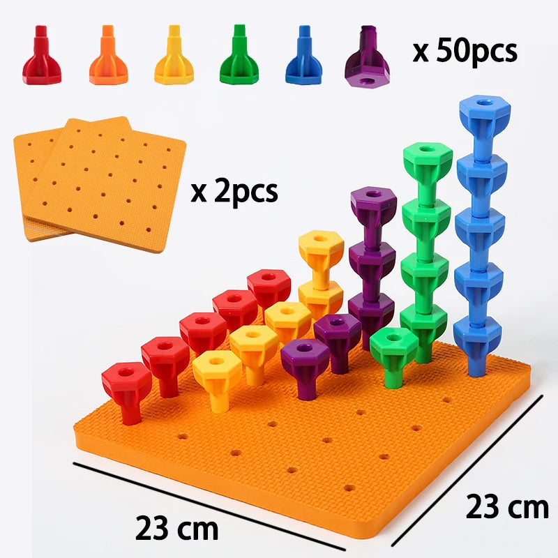 Juguetes Montessori para niños: Bloques apilables, juego de mesa de construcción de bloques de partículas grandes para educación temprana