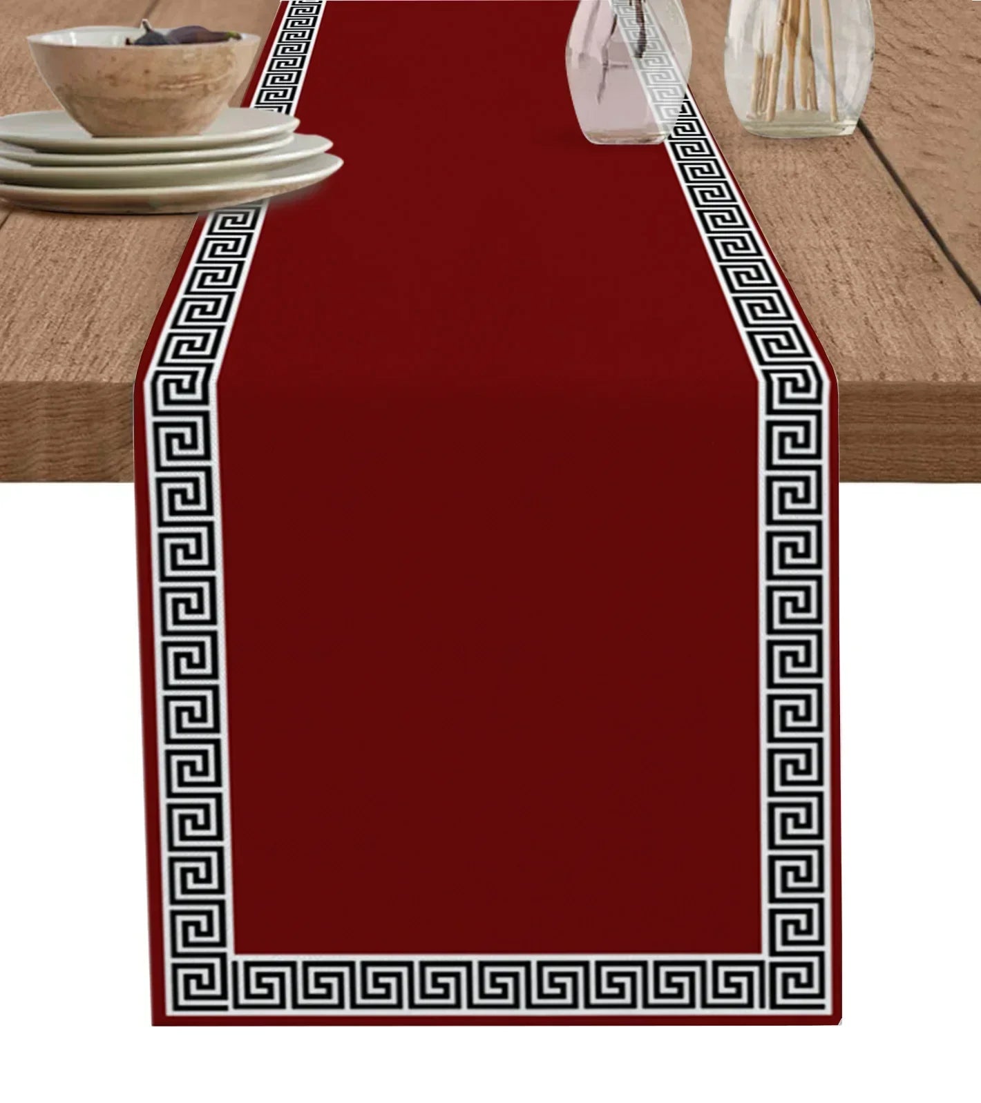 Camino de mesa con diseño geométrico retro negro para decoración de restaurante, camino de mesa para bodas y fiestas, accesorios de mesa