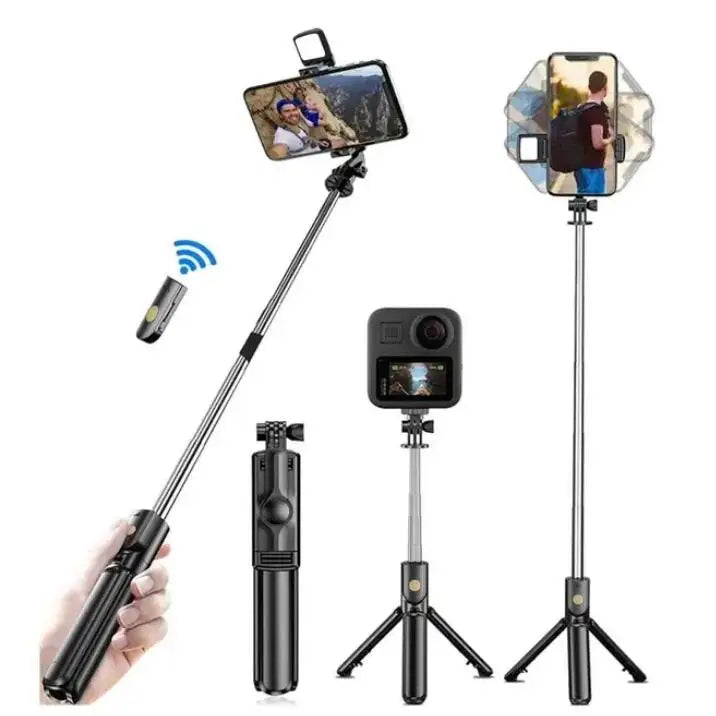 Roreta Wireless Tripod Stand Selfie Stick with Light Bluetooth Remote Control Extendable for iPhone Cellphone Tiktok Live Stream