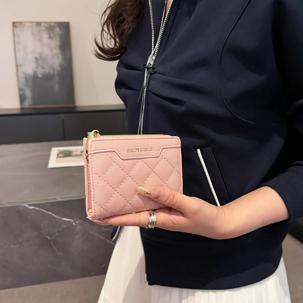 Carteras de diseño de lujo para mujer, tarjetero multifunción de piel sintética, cartera pequeña de mujer