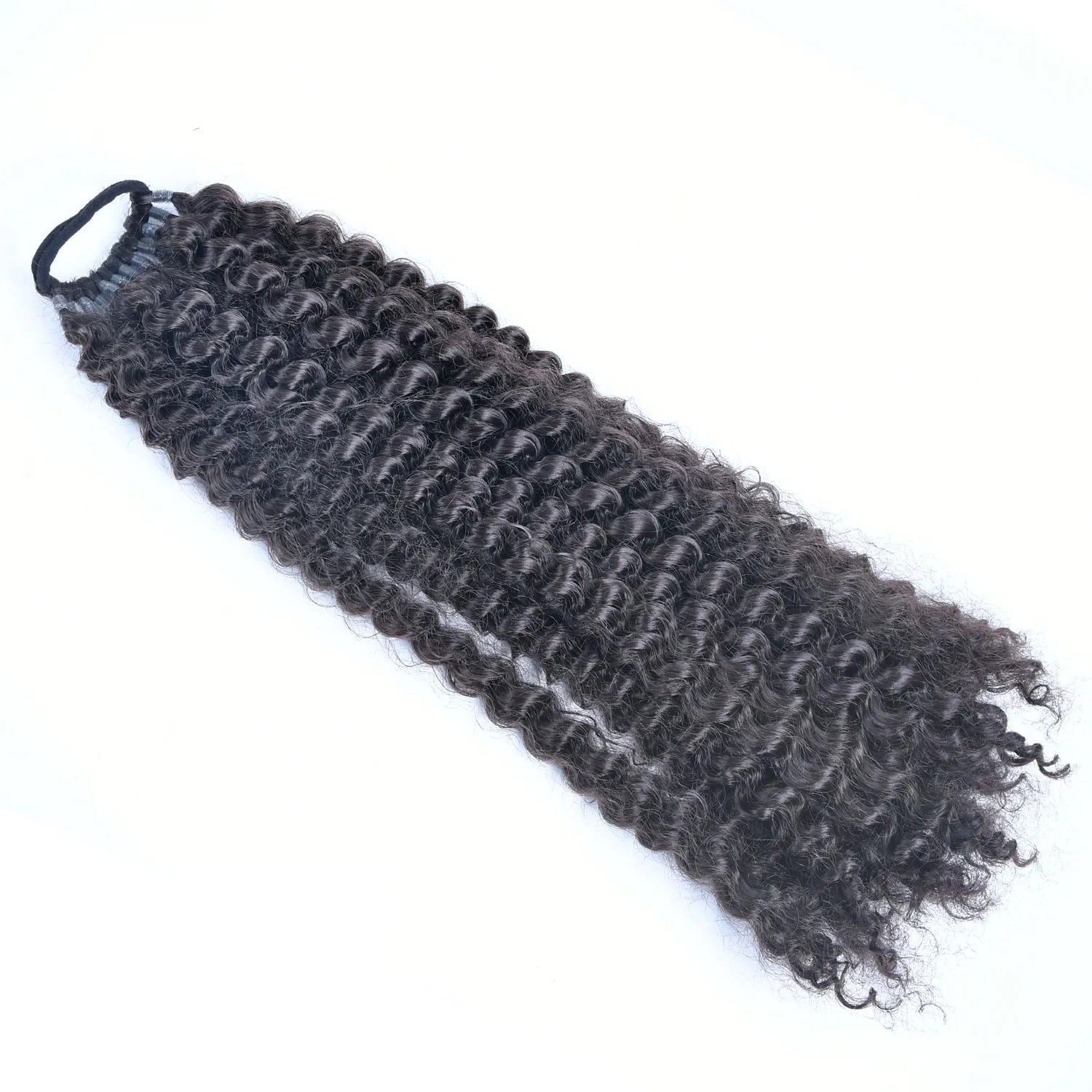 Jeedou Queues de cheval Cheveux bouclés lâches en anneau Design Afro Texture duveteuse Extension de queue de cheval synthétique pour femme Usage quotidien