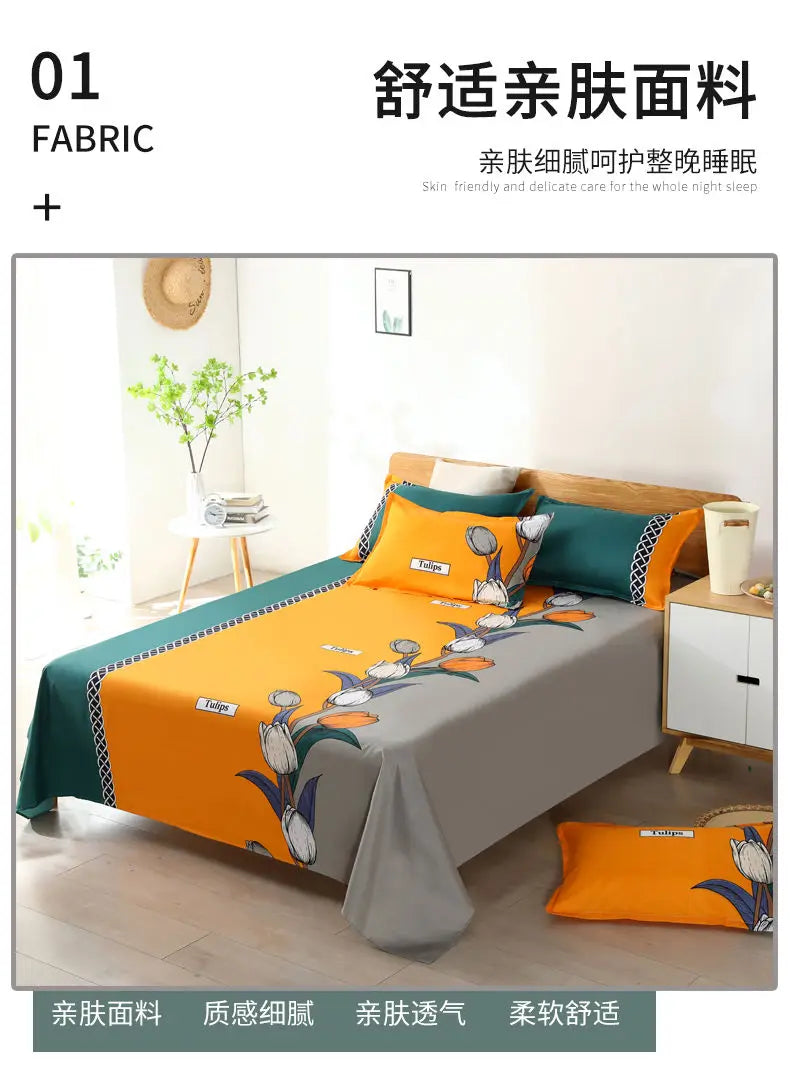 1Pcs Bed Sheet Home Textile Modern Polyester Cotton Flat Sheets Bed Linens Single Queen King Size Bedspread(No Pillow Covers)