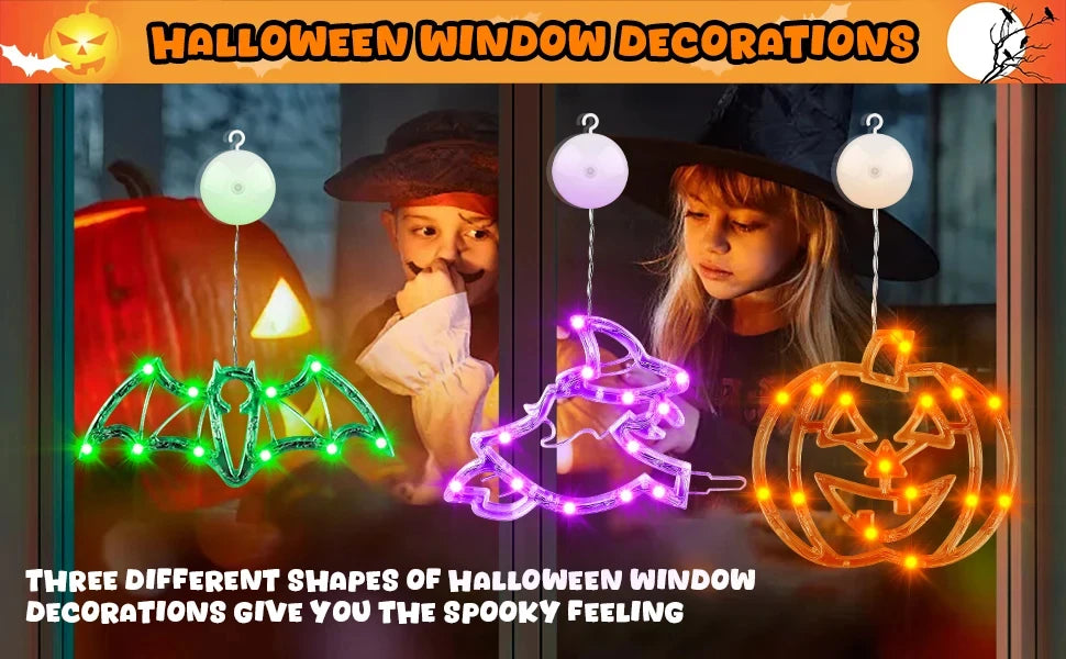 Halloween Led String Lights Ghost Pumpkin Spider Hat Modeling Lamp with Suction Cup Festival Party Halloween Decoration New