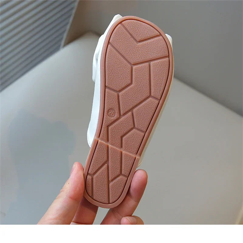 Kids Sandals for Girls 2025 New Summer Anti-slippery Soft Sole Toddler Beach Shoes  Sweet Bowknot Princess Slip-on Barefoot