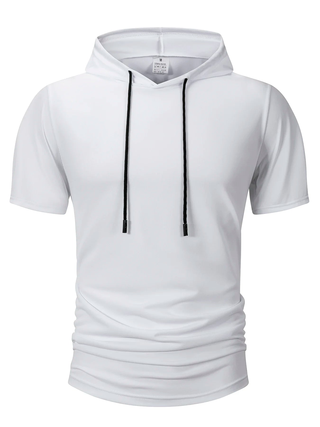 Men's Summer Hoodies T-shirts Short Sleeve Solid Color Loose Hooded Drawstring Pullover Tops Male Casual Sweatwear T-shirt