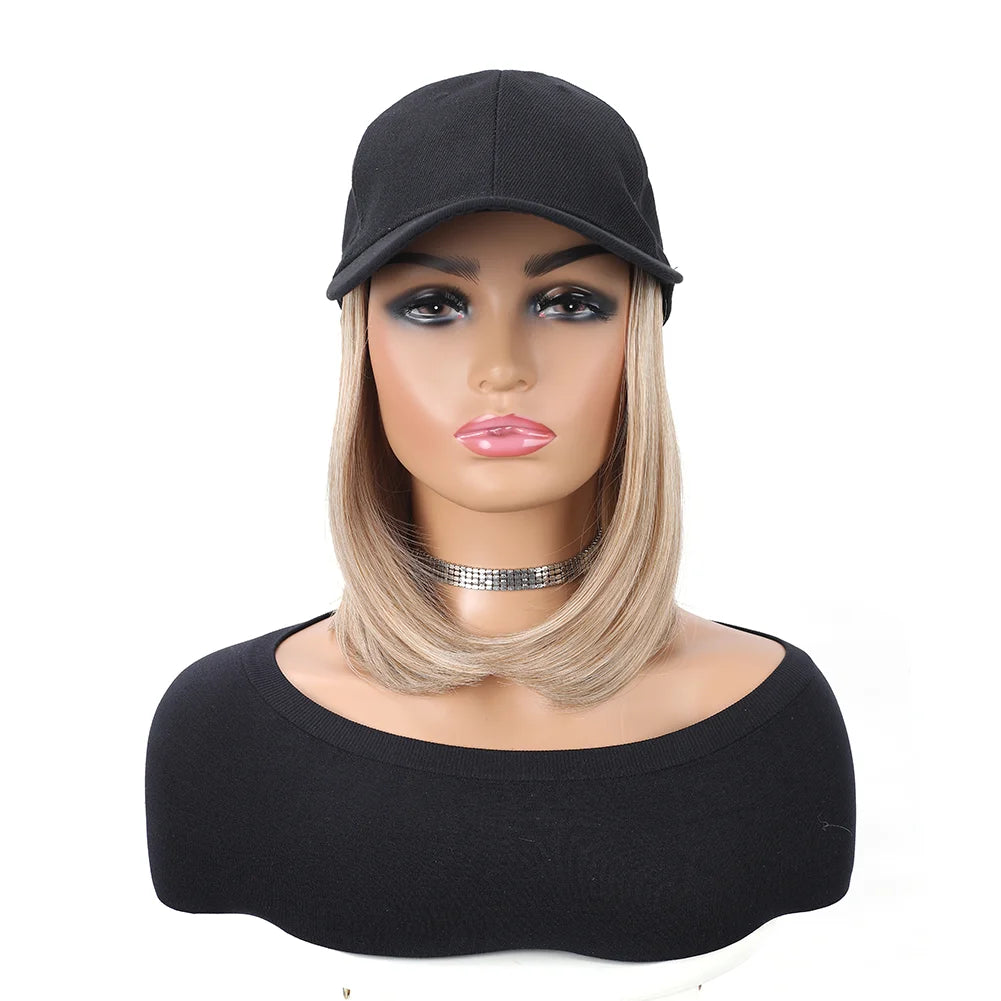 Fashion Hat Hair Extensions Ladies Wigs Hats Connected Head Cover Synthetic Peaked Cap Wig For Women