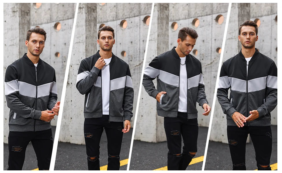 Men's Jackets 25 New Spring Business Leisure Trendy Color Windproof Bomber Overshirt Zip-Up Streetwear Popular Clothes US Size