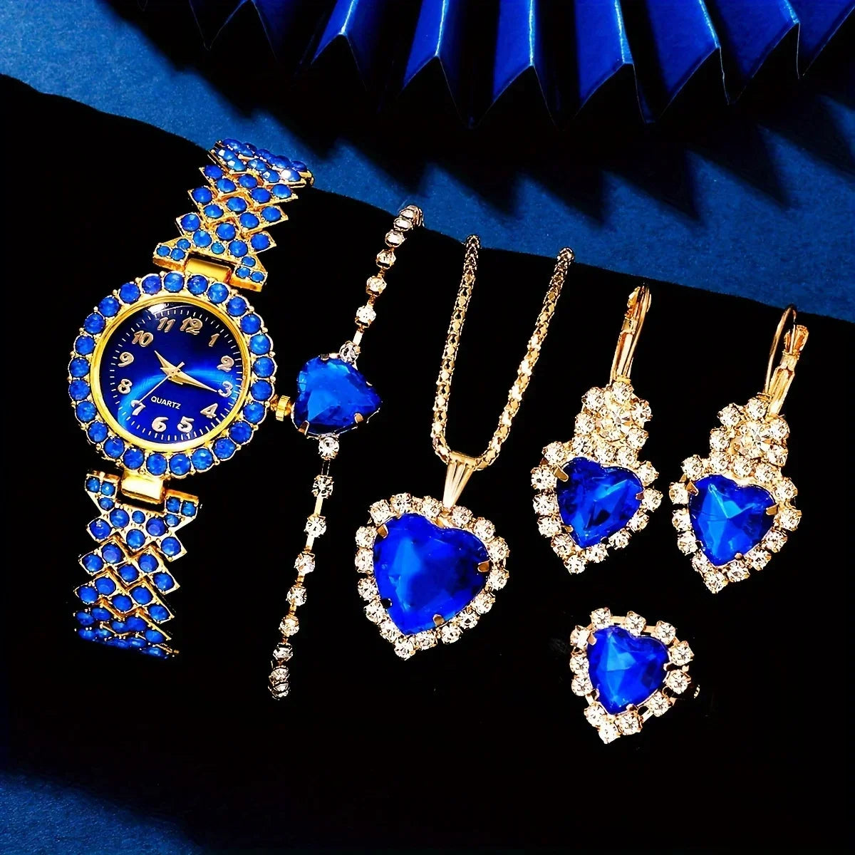 Juego de 6 relojes y joyas con diamantes de imitación para mujer – Elegante, brillante y listo para regalar