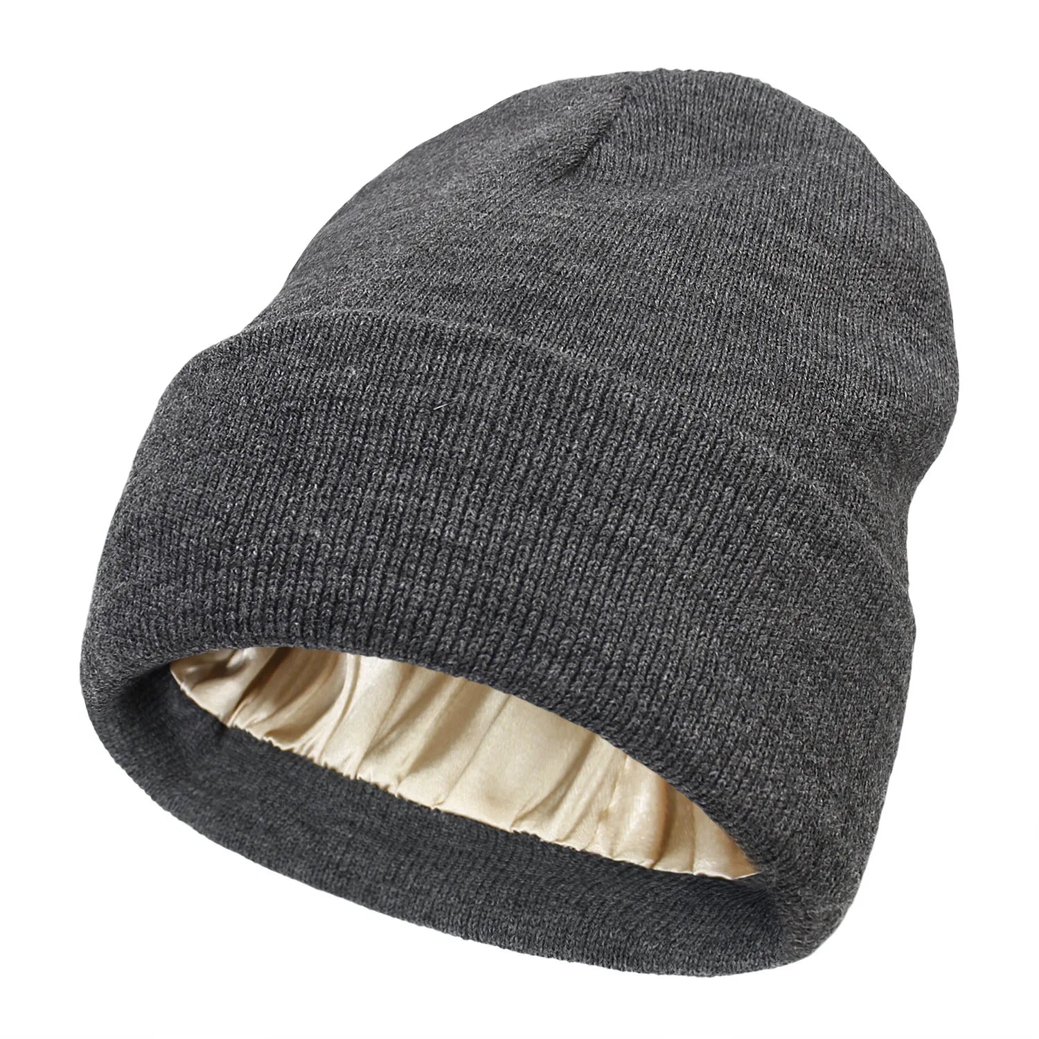 Knitted Hat For Women Silk Satin Lined Beanies Chunky Caps Warm Winter Women Men Bonnet Skullies Caps Male Female Balaclava Hats