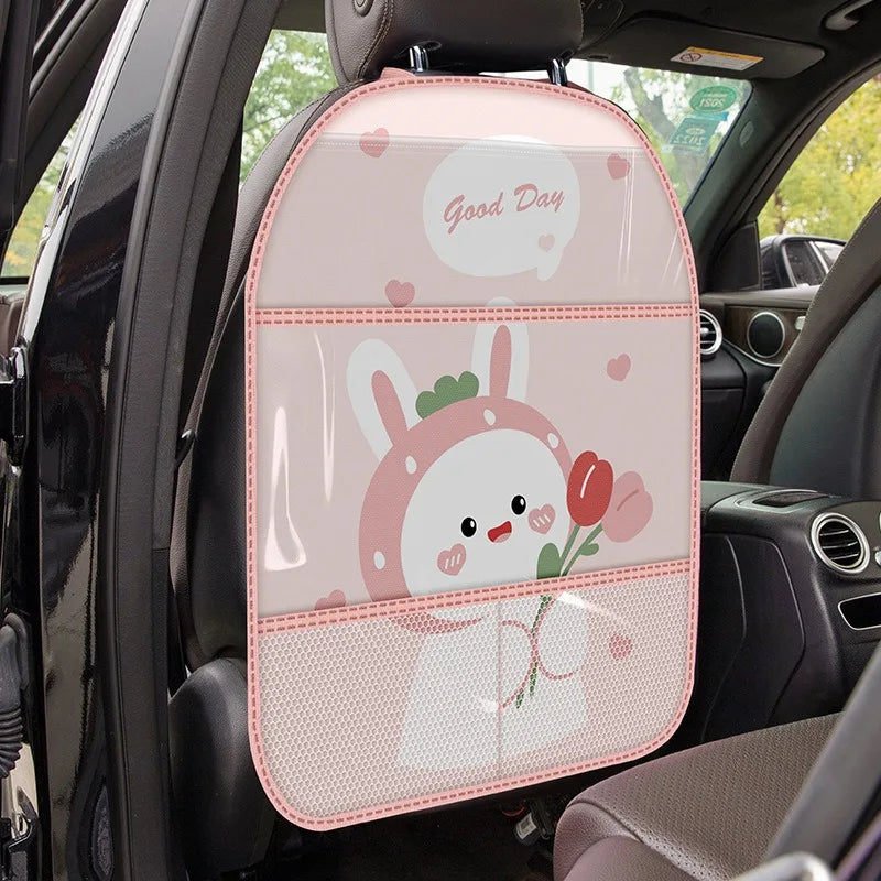 1PC Almohadilla antipedales para niños, protector de respaldo de asiento de coche, funda para niños, alfombrilla antipedales de dibujos animados para coche con bolsa, almohadilla antipedales impermeable