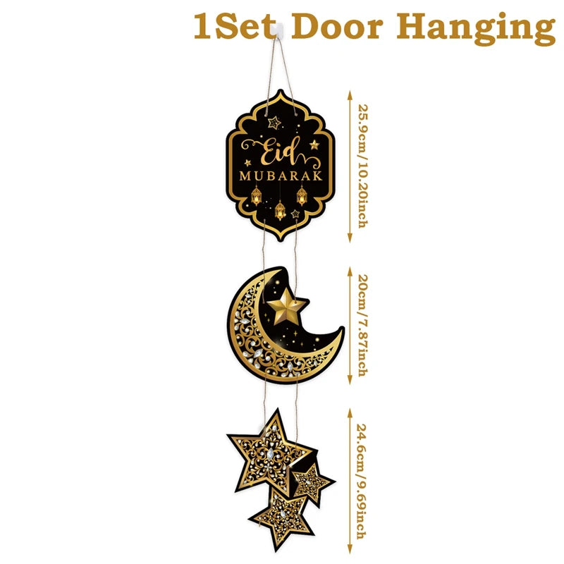 EID Mubarak Decorations Door Hanging Ramadan Decor for Home Door Hanging Ramadan Kareem Islamic Muslim Party Eid Al Adha
