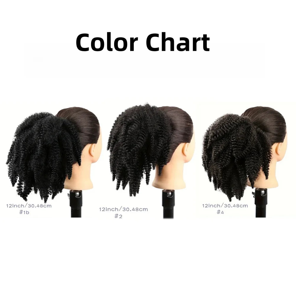 Synthetic Afro Kinky Curly Ponytails for Women Short Synthetic Kinky Curly Draw-string Ponytails Afro Kinky Curly Ponytail Hair