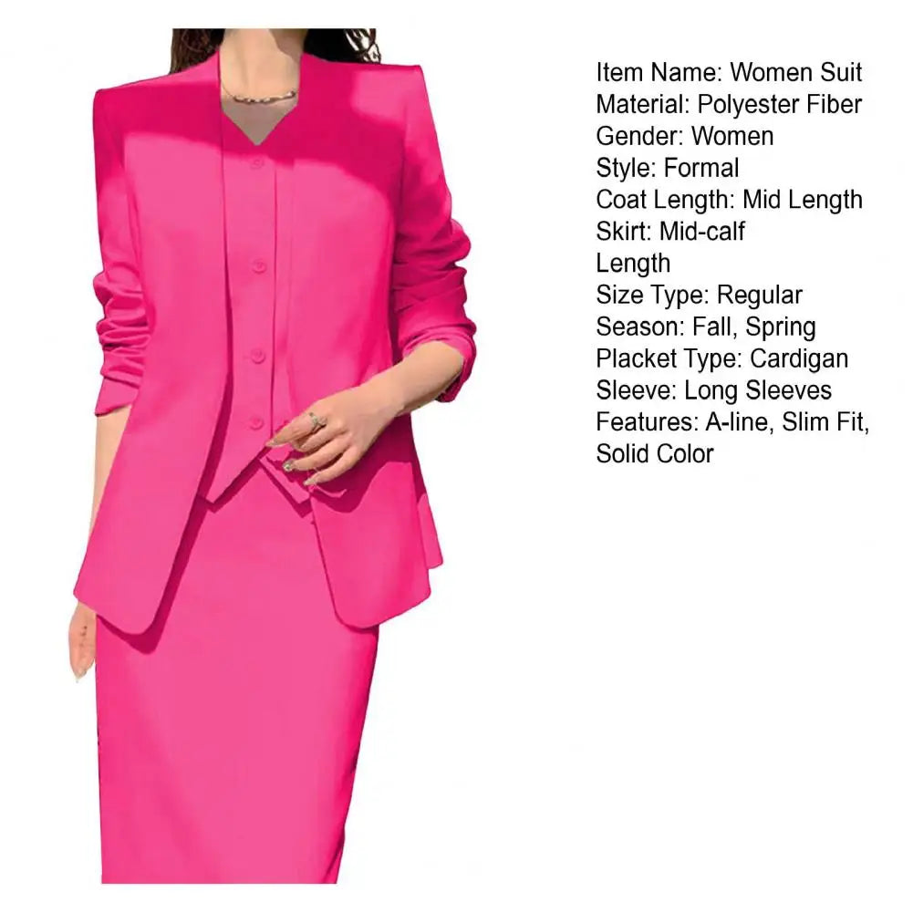 Conjunto de falda y chaqueta de traje para mujer, elegante, de oficina, de negocios, con falda midi, conjunto de falda de cintura alta para mujer que se desplaza al trabajo