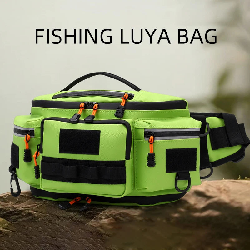 Fishing Lure Waist Bag Large Fish Box Accessories Outdoor Sports Tackle Gear Belt Bag Multi-pockets Crossbody Fishing Bag