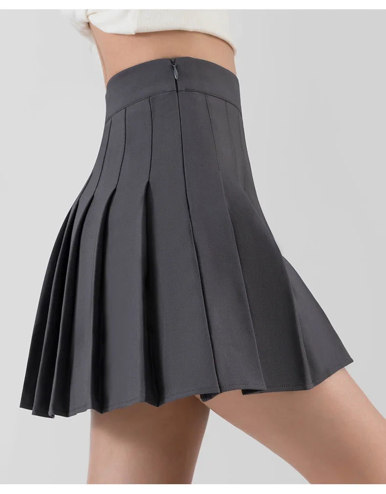 Women's Skirt Korean Style Miniskirt A-line Short Rokken College Girls Falda Short De Mujer  Black Pleated Skirt with Shorts