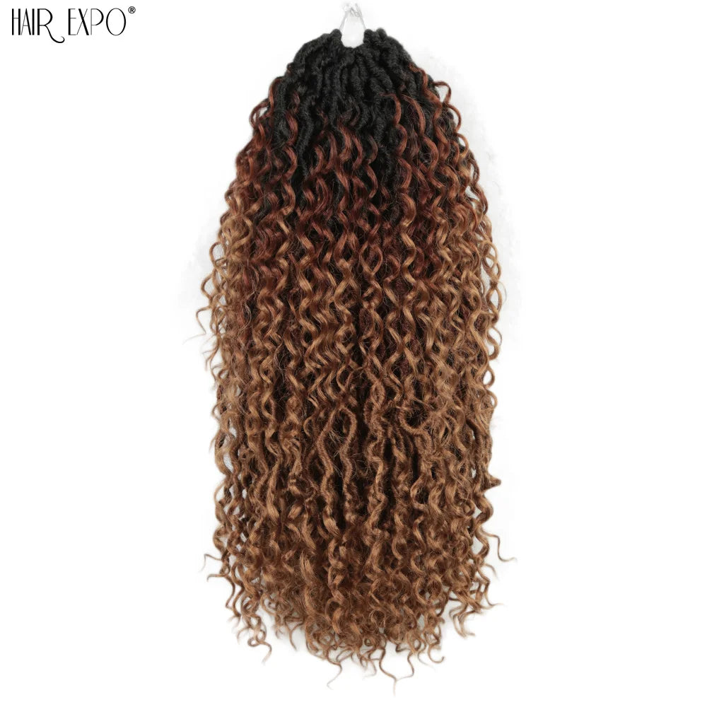 Synthetic Goddess Locs Crochet Hair Braids Curly Faux Locs Braiding Hair Extensions Wig For Women Black Hippie Boho Style