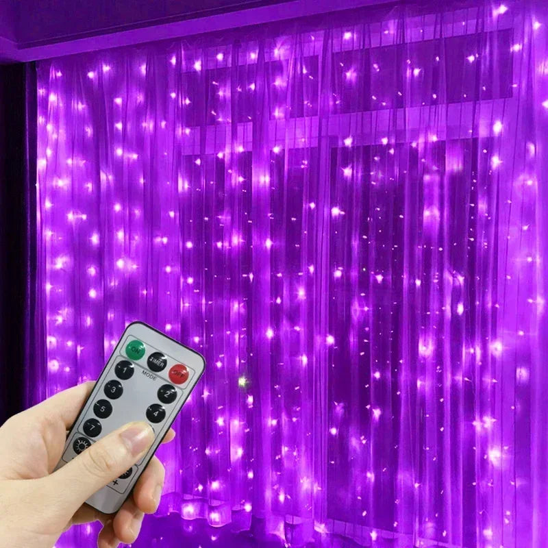 Christmas Fairy Light Party Birthday Decoration 8 Mode LED Holiday Garland Wedding USB Curtain String Light Home Decor 3M 6M