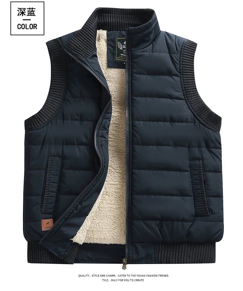 Men's Vest Lightweight Padded Thickening Vests Sleeveless Fleece Jackets Men Winter Warm Coat Waistcoat Plus Size 6xl Outdoor