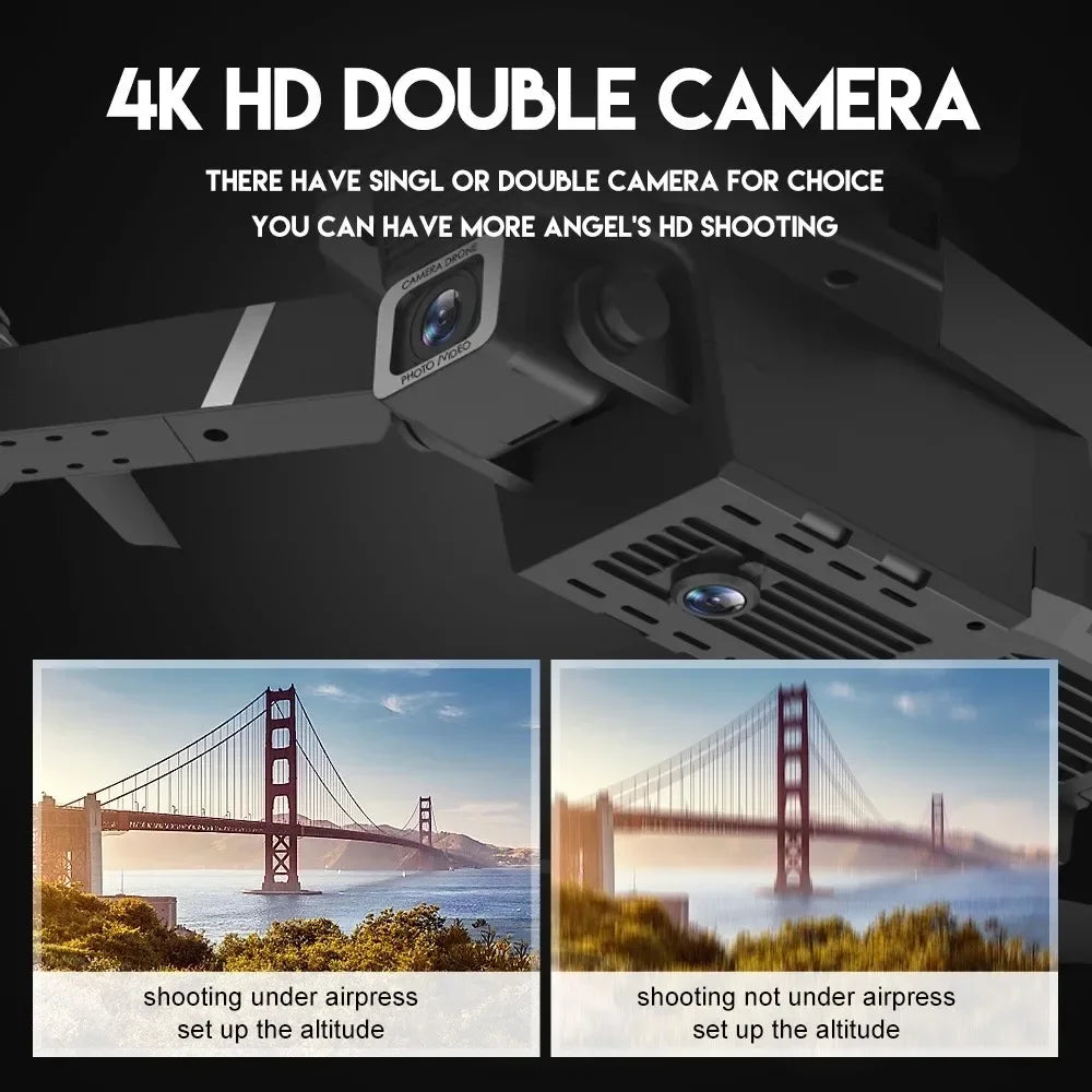 E88Pro RC Drone 4K Professinal With 3 Battery 1080P Wide Angle HD Camera Foldable Helicopter WIFI FPV Height Hold Gift Toy