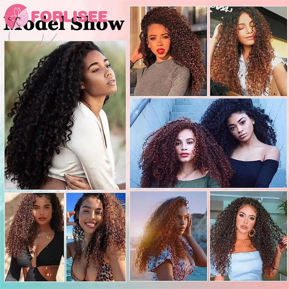 Invisible Wire Hair Extensions with 4 Clips Long Synthetic Wavy Curly Hair Pieces Adjustable Transparent Headband for Women 40cm