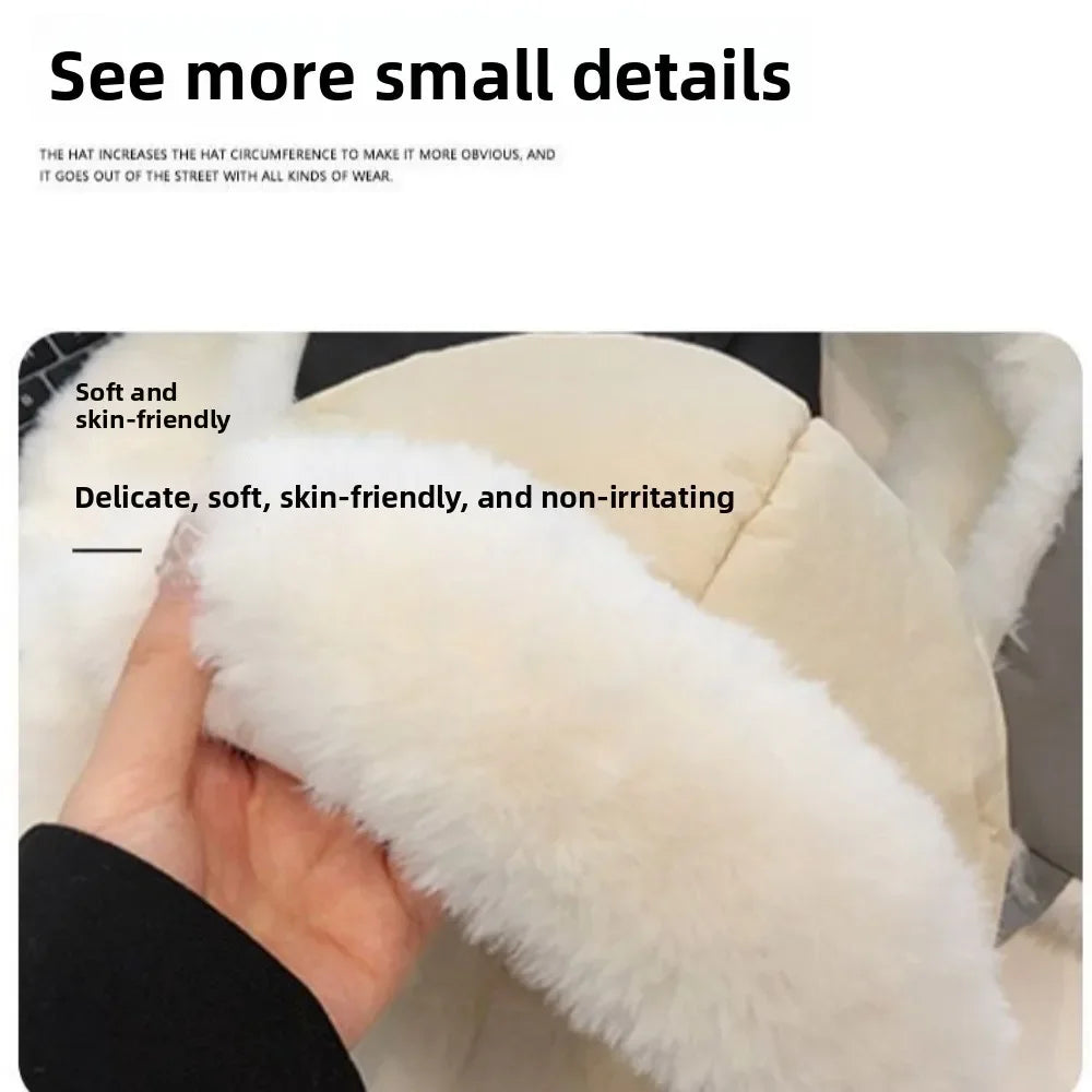 Nuevo sombrero de invierno grueso para mujer Lei Feng, sin ala, gorro de esquí bordado tipo aviador, protección para los oídos, herramientas de abrigo