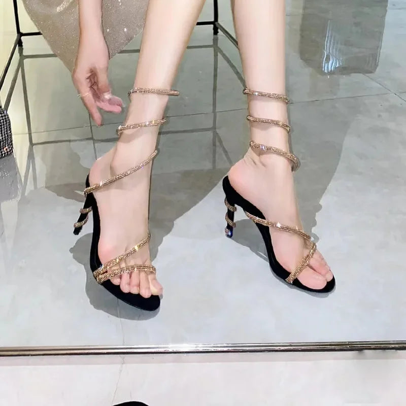Ladies Heels High Heeled Sandals Female Summer French A Word with Fine with The Simple with A Hundred Shoes for Women
