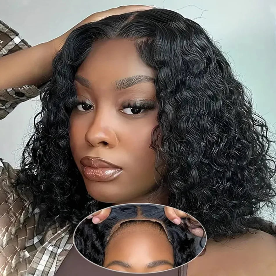 Glueless HD Lace Bob Wig – 100% Human Hair, Deep Wave & Ready to Wear