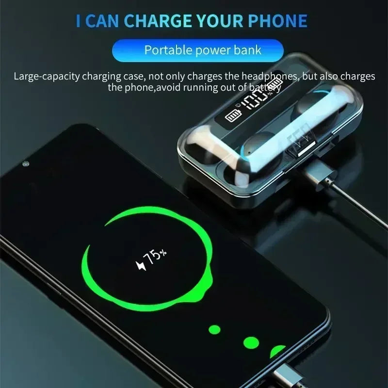 New Bluetooth Headphones 9D Stereo High Bass Sport Earphones Handfree Touch Control Tws Wireless Earbuds Waterproof Headset